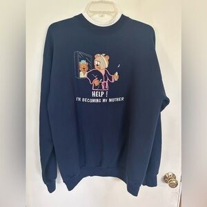 Cheek-o sportswear XL adorable bear, graphic embroidered vintage sweater